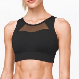 🍋 LULULEMON Breathe It In Black Mesh & Strappy Sports Bra C/D Cup High Impact